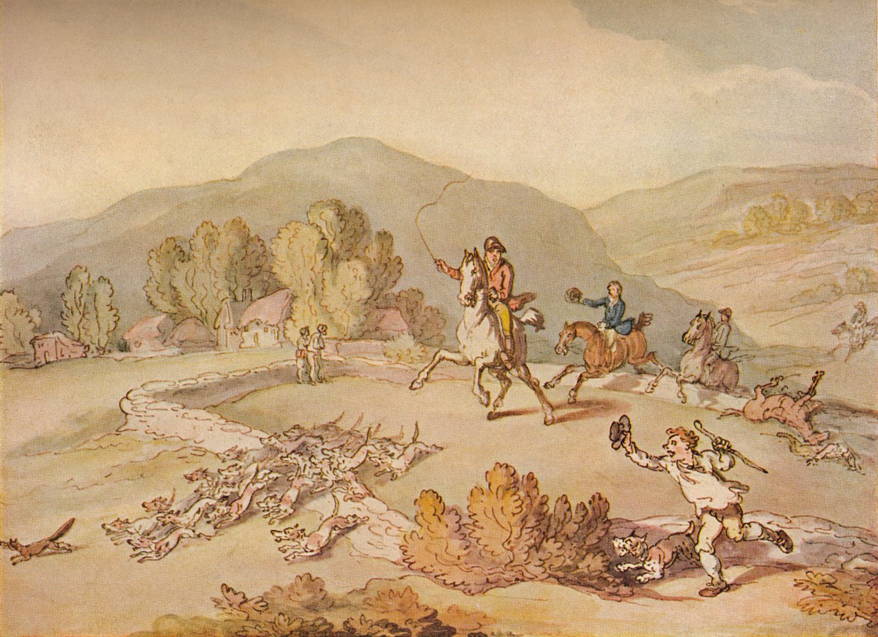 The Village Hunt，c1800，1922年 作者 托马斯·罗兰森