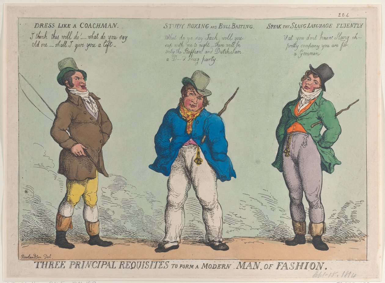 Three Principal Requisites to Form a Modern Man of Fashion, September 15, 1814. ，1814年9月15日。 作者 托马斯·罗兰森