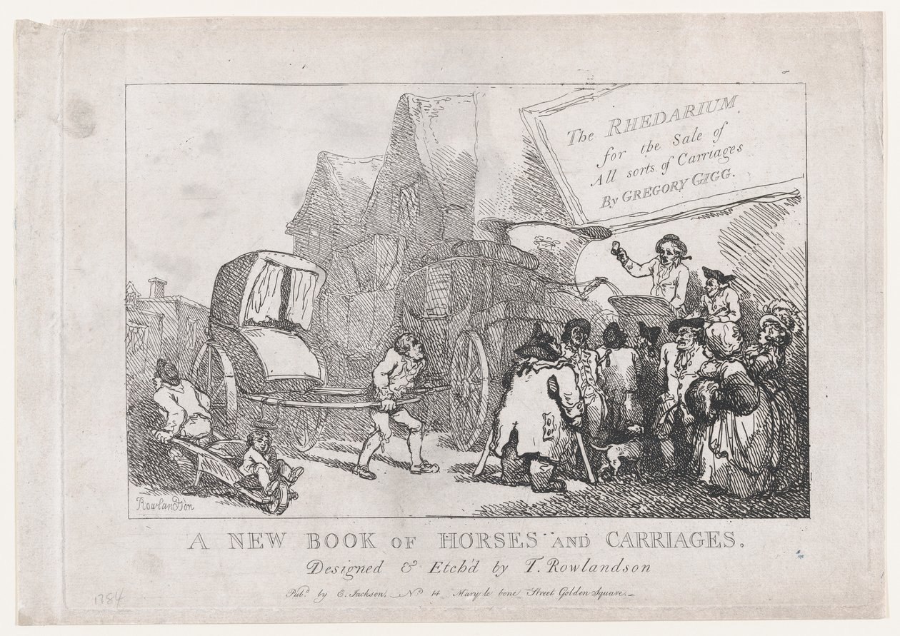 标题页：一本关于马匹和马车的新书，或者，出售各种物品的Rhedarium...，1784年。 作者 托马斯·罗兰森