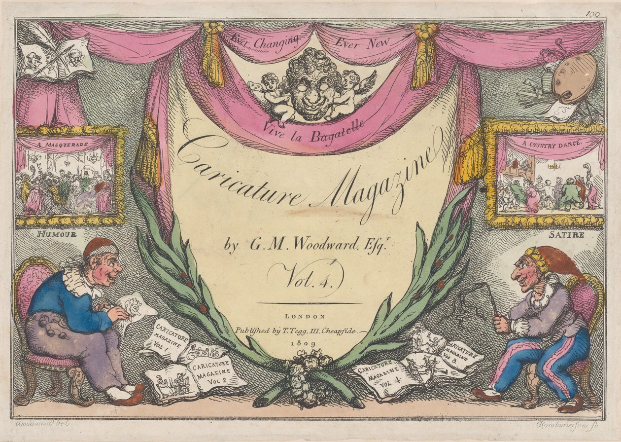 标题页，《漫画杂志》，作者G.M.伍德沃德，第4卷，1809.，1809.。 作者 托马斯·罗兰森