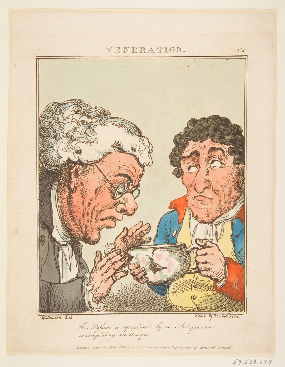 勒布朗（Le Brun）尊敬的追悼会，或激情的讽刺漫画，1800年1月21日。 作者 托马斯·罗兰森