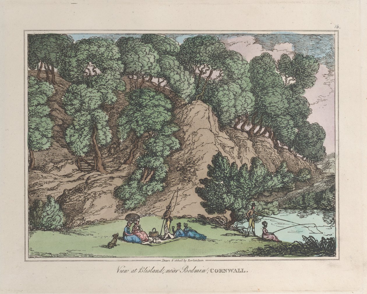 康沃尔郡博德明附近的布里斯兰风景，出自《自然素描》，1822年。 作者 托马斯·罗兰森