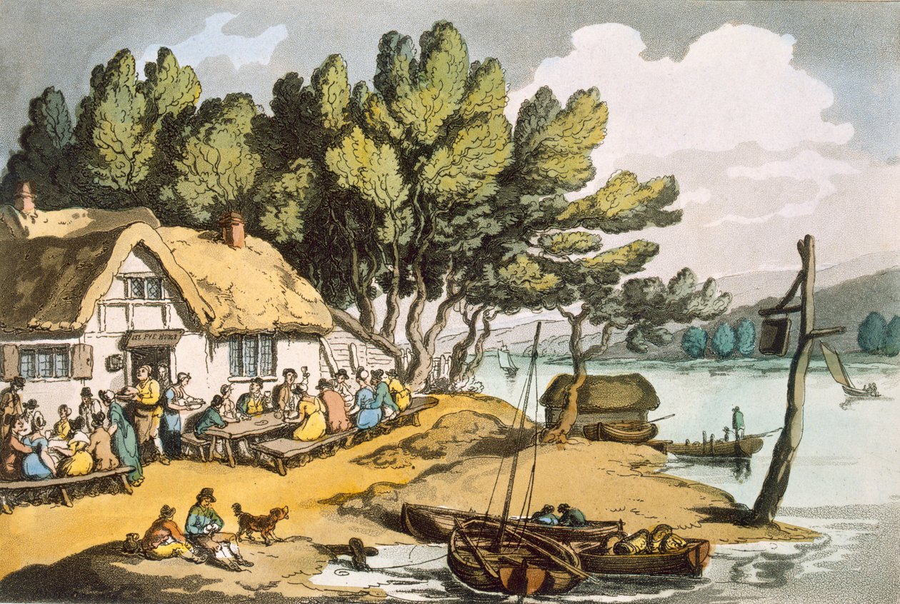 怀特岛纽波特附近的风景，酒吧。1822. 作者 托马斯·罗兰森