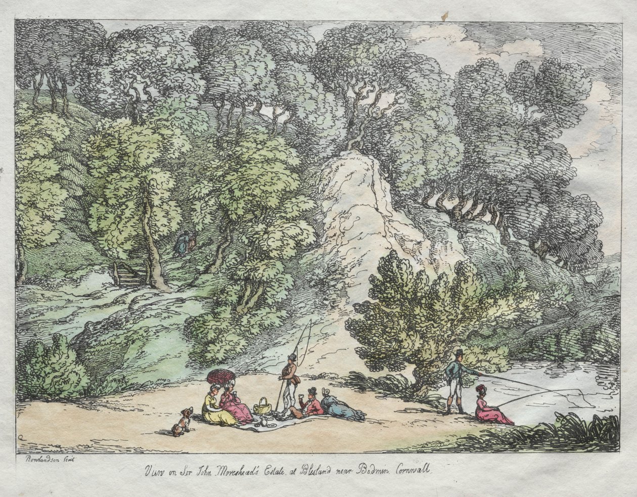 1805年，在布里斯兰（Blisland）附近的布里斯兰（Blisland）约翰·莫尔斯黑德斯爵士（John Moresheads Estate）爵士的景色。 作者 托马斯·罗兰森