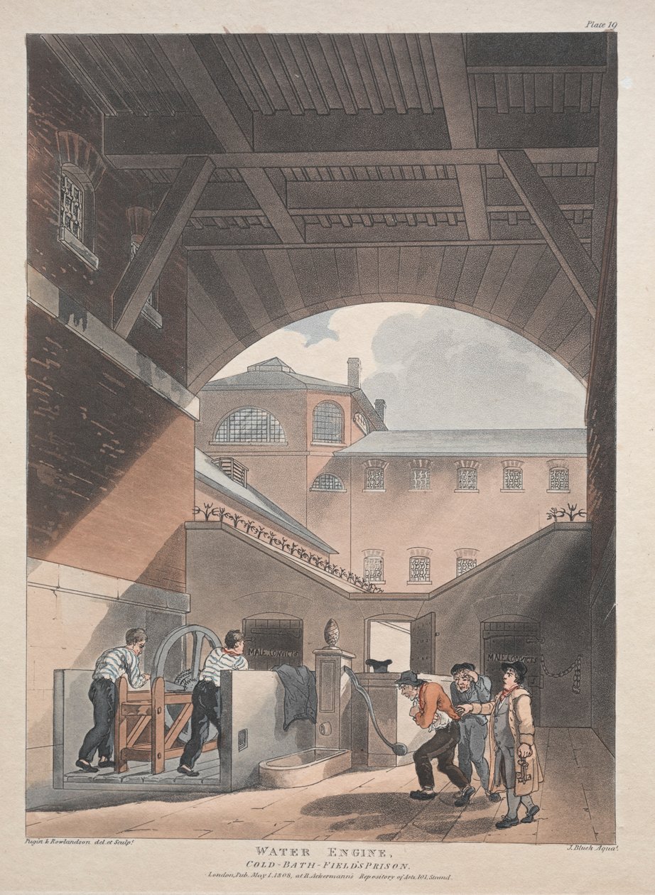 水机，冷水浴，菲尔德监狱，1808年。 作者 托马斯·罗兰森