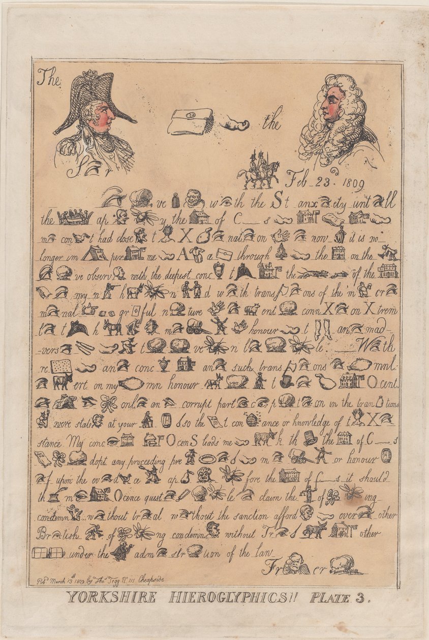 Yorkshire Hieroglyphics, Plate 3, March 13, 1809., March 13, 1809. 作者 托马斯·罗兰森