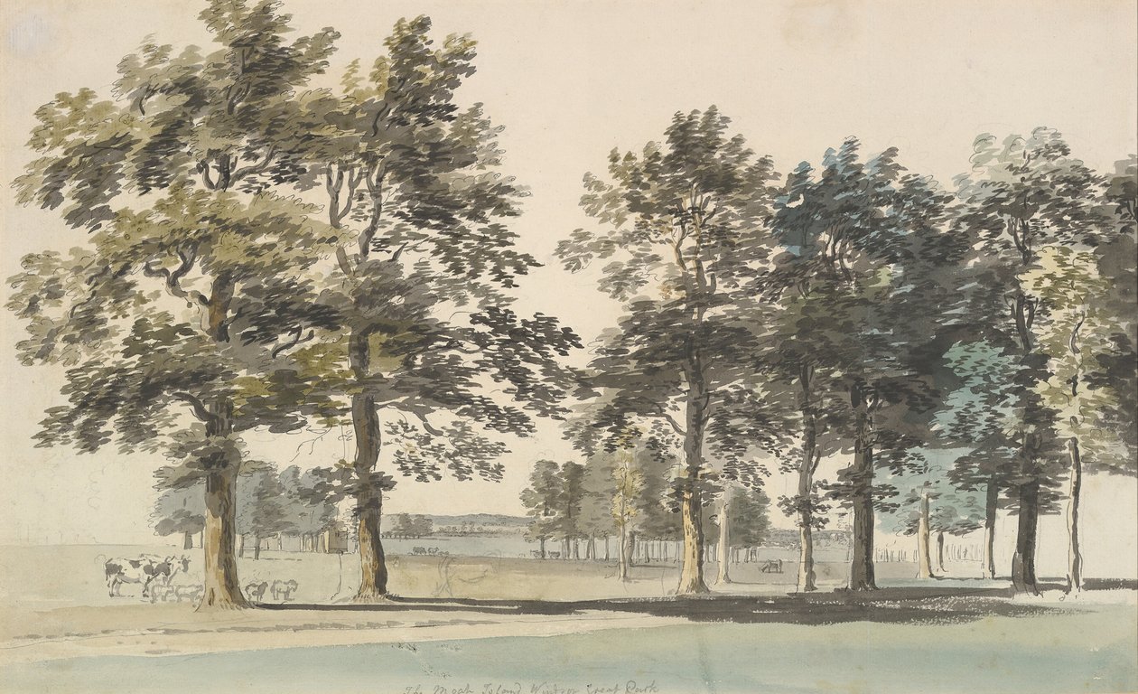 温莎大公园的护城河岛，1754-55。 作者 托马斯·桑德比
