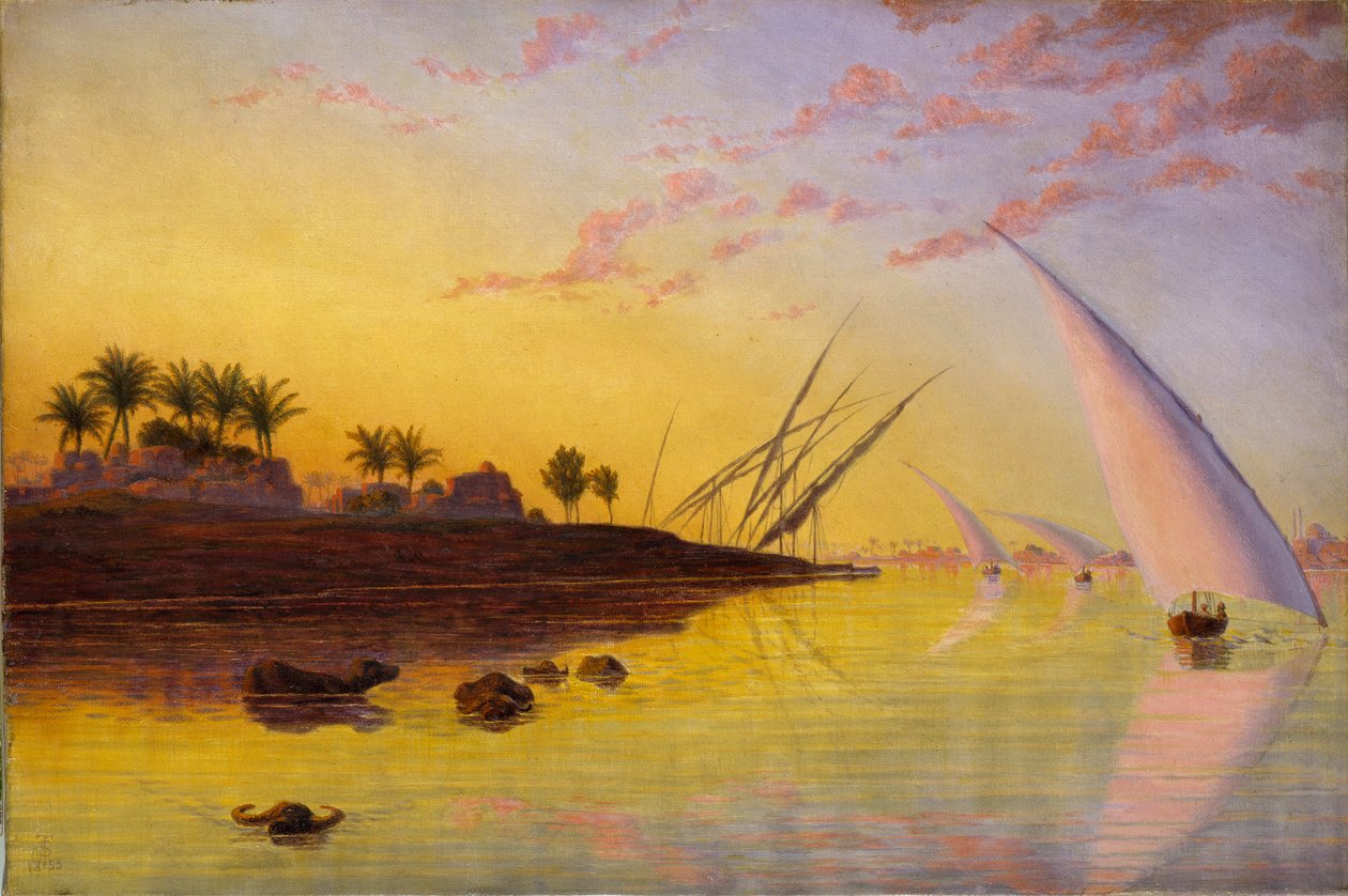 尼罗河上的风景，1855年 作者 托马斯·塞登