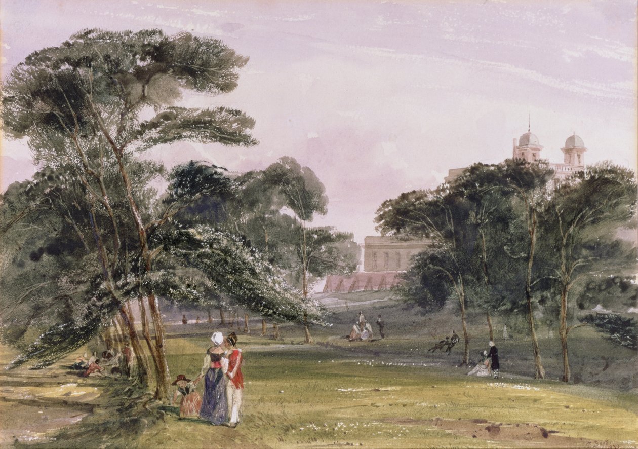 格林威治天文台下公园里的人物，约1850年（水彩画 作者 托马斯·肖特男孩