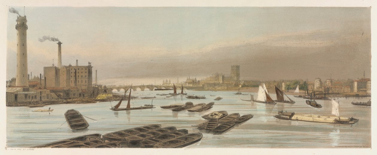伦敦现状：威斯敏斯特大教堂，1842年，位于滑铁卢桥。 作者 托马斯·肖特男孩