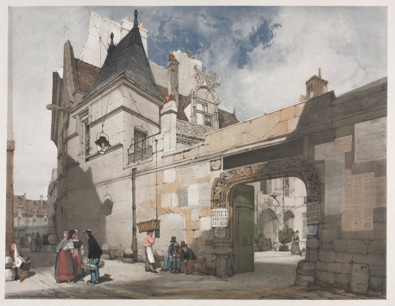 如画的巴黎建筑，根特，安特卫普，鲁昂：克鲁尼饭店，巴黎，1839年。 作者 托马斯·肖特男孩