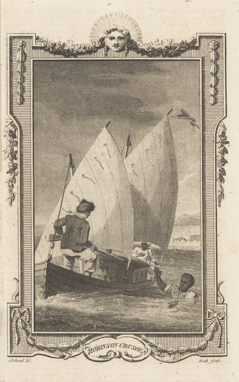Robinson Crusoe，来自小说家杂志，酒吧。 1781 作者 托马斯·斯托达德