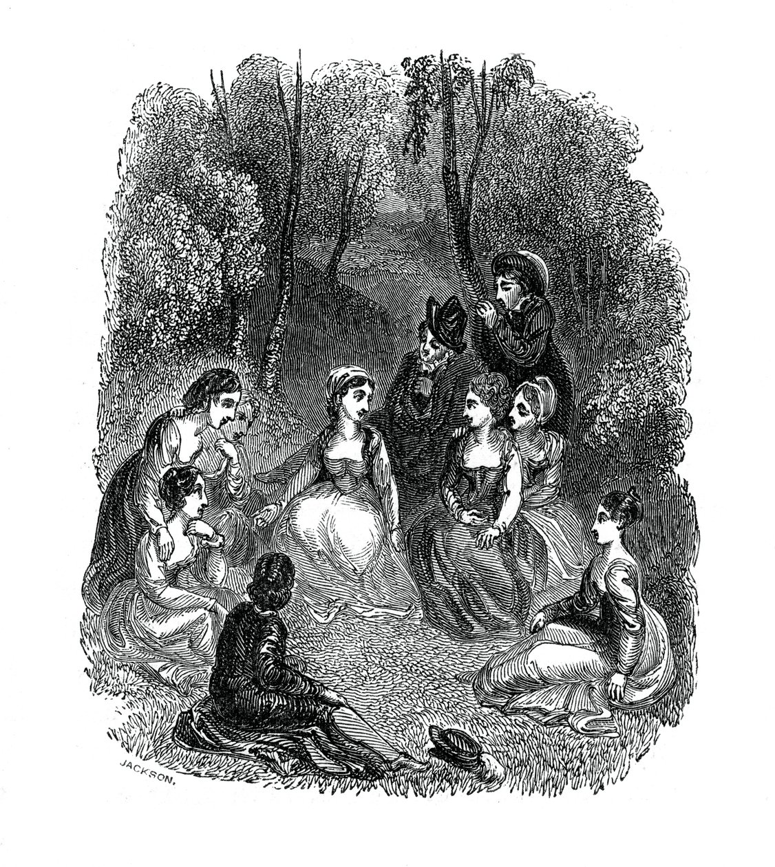 乔凡尼·博卡乔（Giovanni Boccaccio）的《 Decameron简介》中的场景，1833年。 作者 托马斯·斯托达德