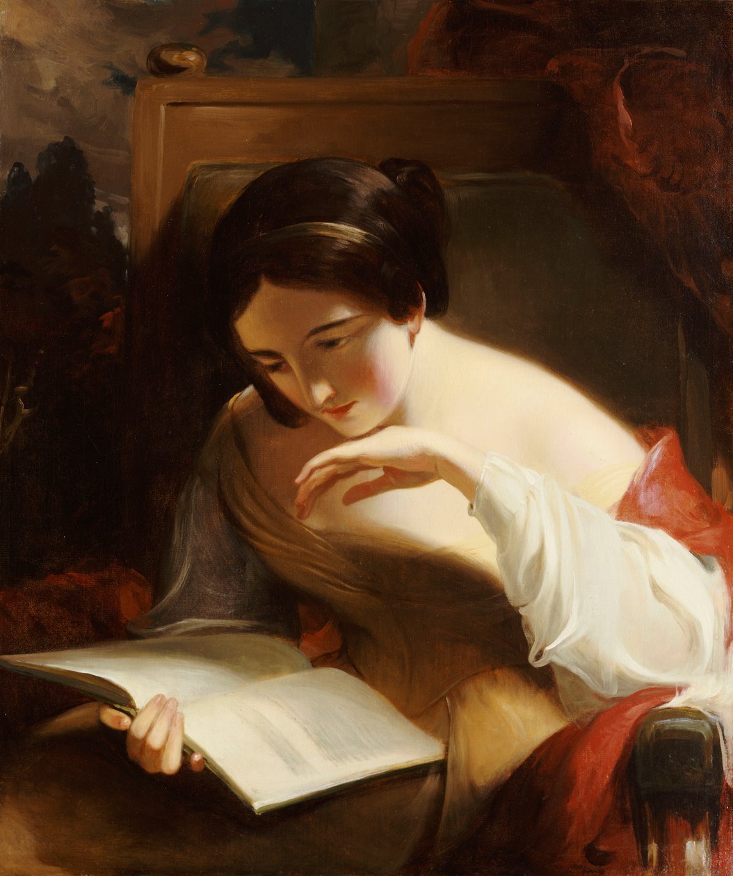 阅读的女孩画像，1842年 作者 托马斯·萨利
