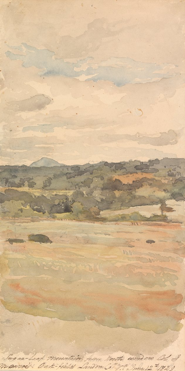 糖面包山，从北面的窗户，J-门罗上校的。Oak-Field Landon Co.弗吉尼亚州1829年6月12日 作者 托马斯·萨利
