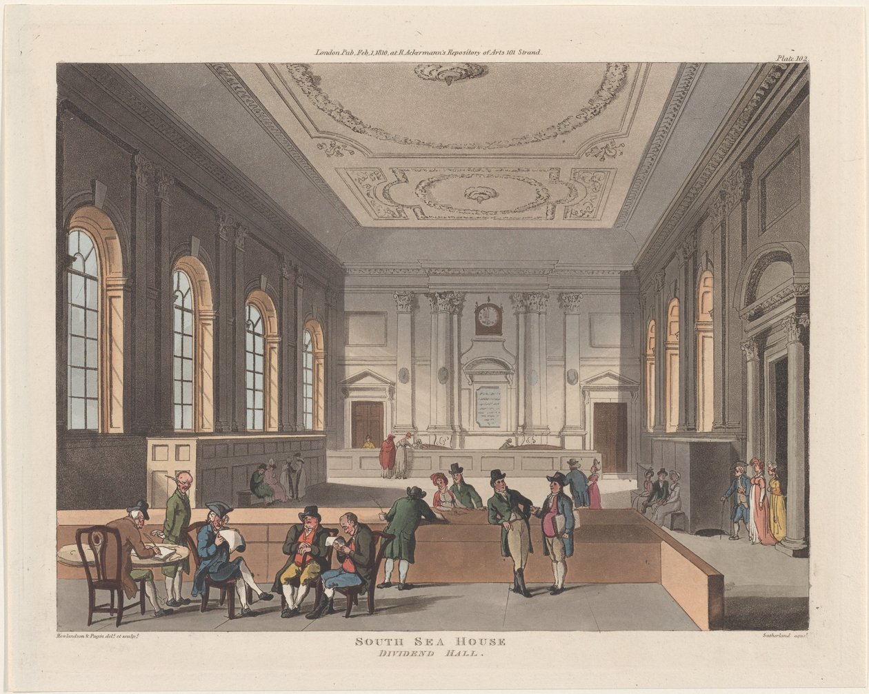 South Sea House, Dividend Hall, February 1, 1810., February 1, 1810. 作者 托马斯·萨瑟兰