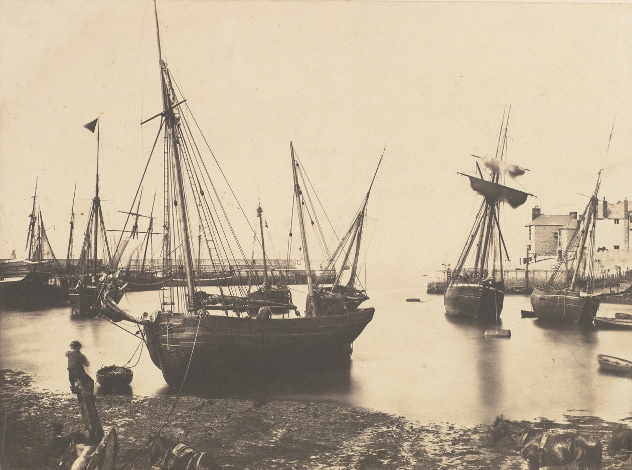 港湾风景，约1855年。 作者 托马斯·萨顿。