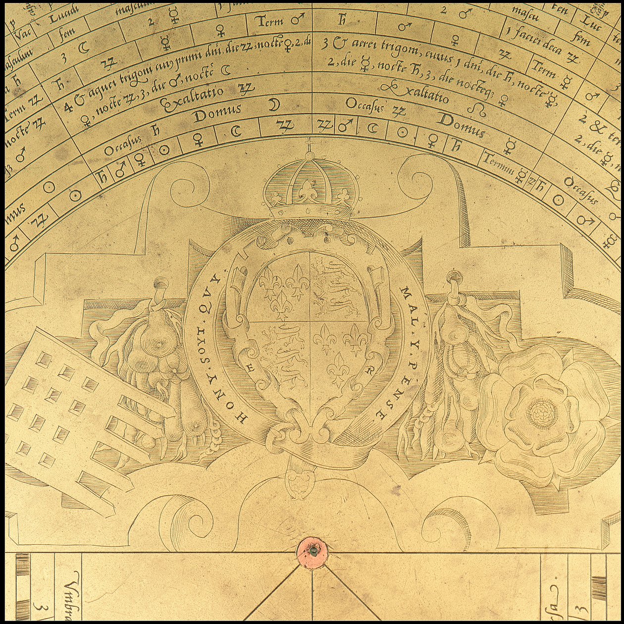 星盘：正面细节，约 1552 年（青铜） 作者 托马斯和萨顿亨利 (c.1624 65) 双子座