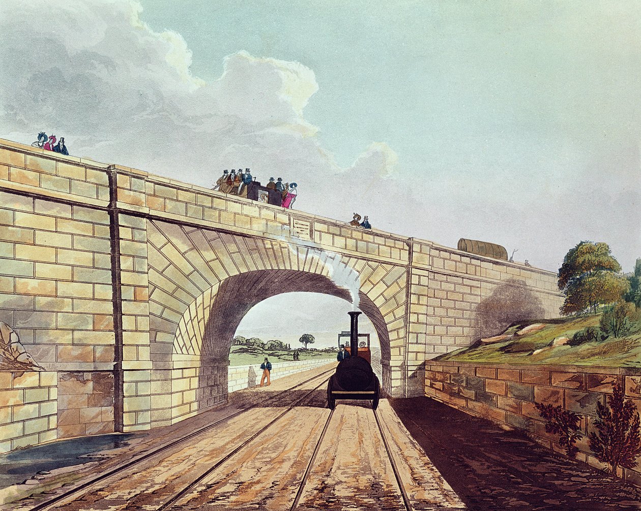 Rainhill Bridge，来自&39;利物浦和曼彻斯特铁路&39;的12号板，由Henry Pyall（1795-1833）雕刻，酒吧。作者：Ackermann und Co.，1833 作者 托马斯·塔尔伯特·伯里