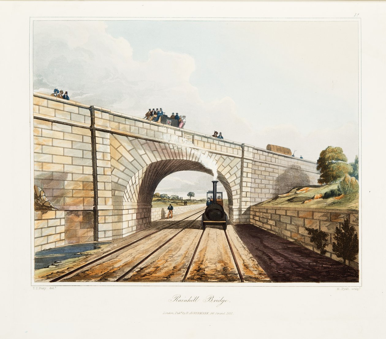 Rainhill Bridge，1831 年出版（手工彩色雕刻） 作者 托马斯·塔尔伯特·伯里
