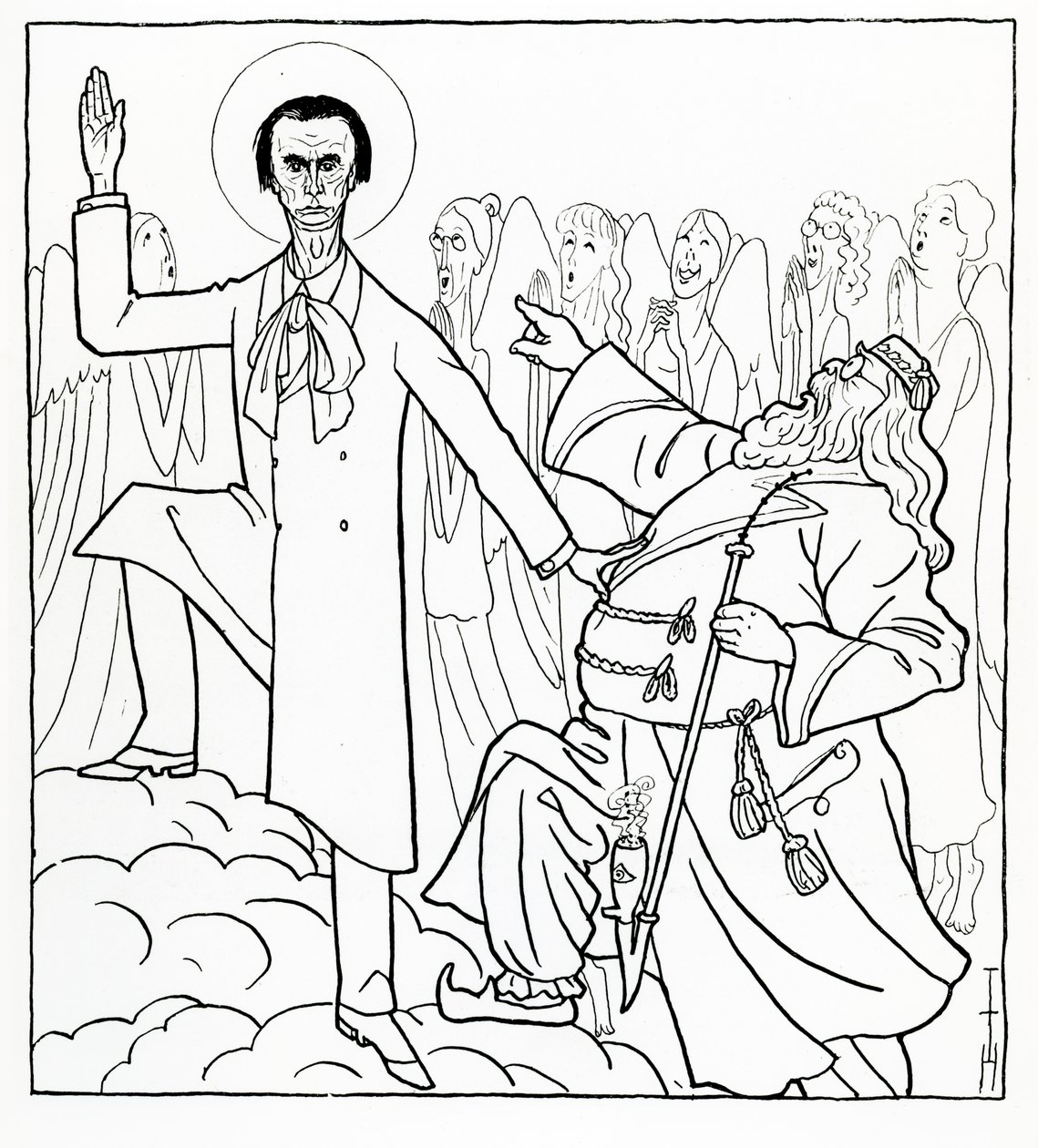 鲁道夫-斯坦纳漫画，《Simplicissimus》插图，1925 年 4 月 20 日出版（平版）。 作者 托马斯·西奥多·海涅
