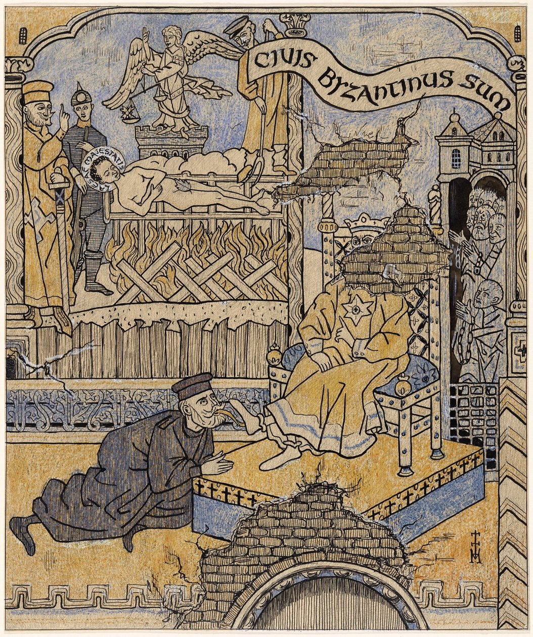 拜占庭司法宫重新发现的壁画；Simplicissimus V/34 作者 托马斯·西奥多·海涅