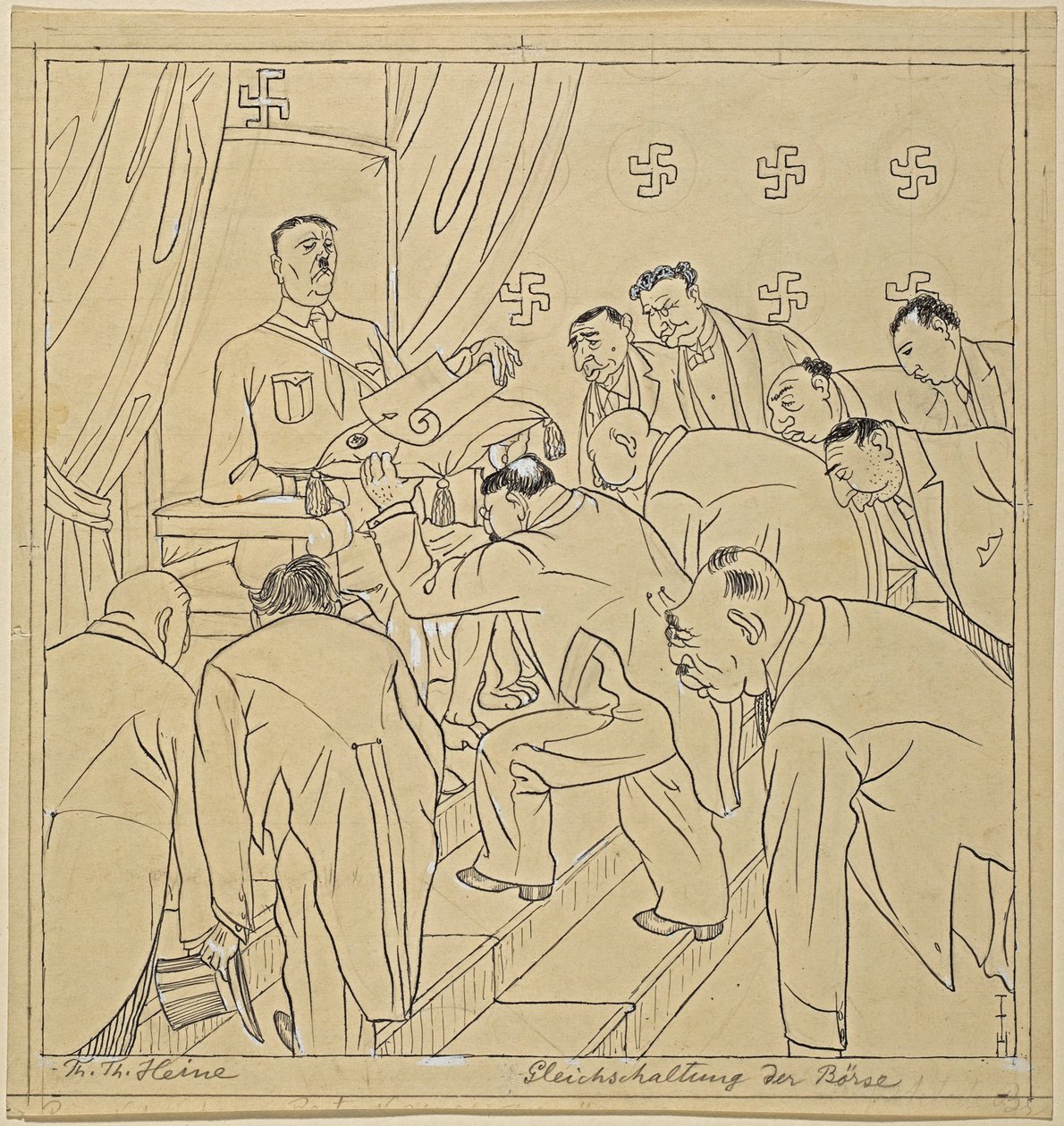 Gleichschaltung der Börse；Simplicissimus XXXV/36, 1930 年 作者 托马斯·西奥多·海涅