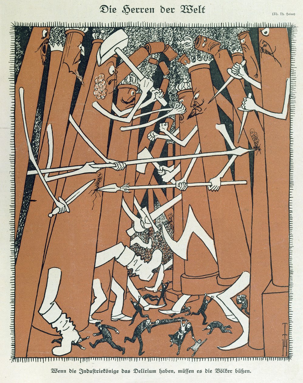 《世界大师》，《Simplicissimus》杂志封面 作者 托马斯·西奥多·海涅