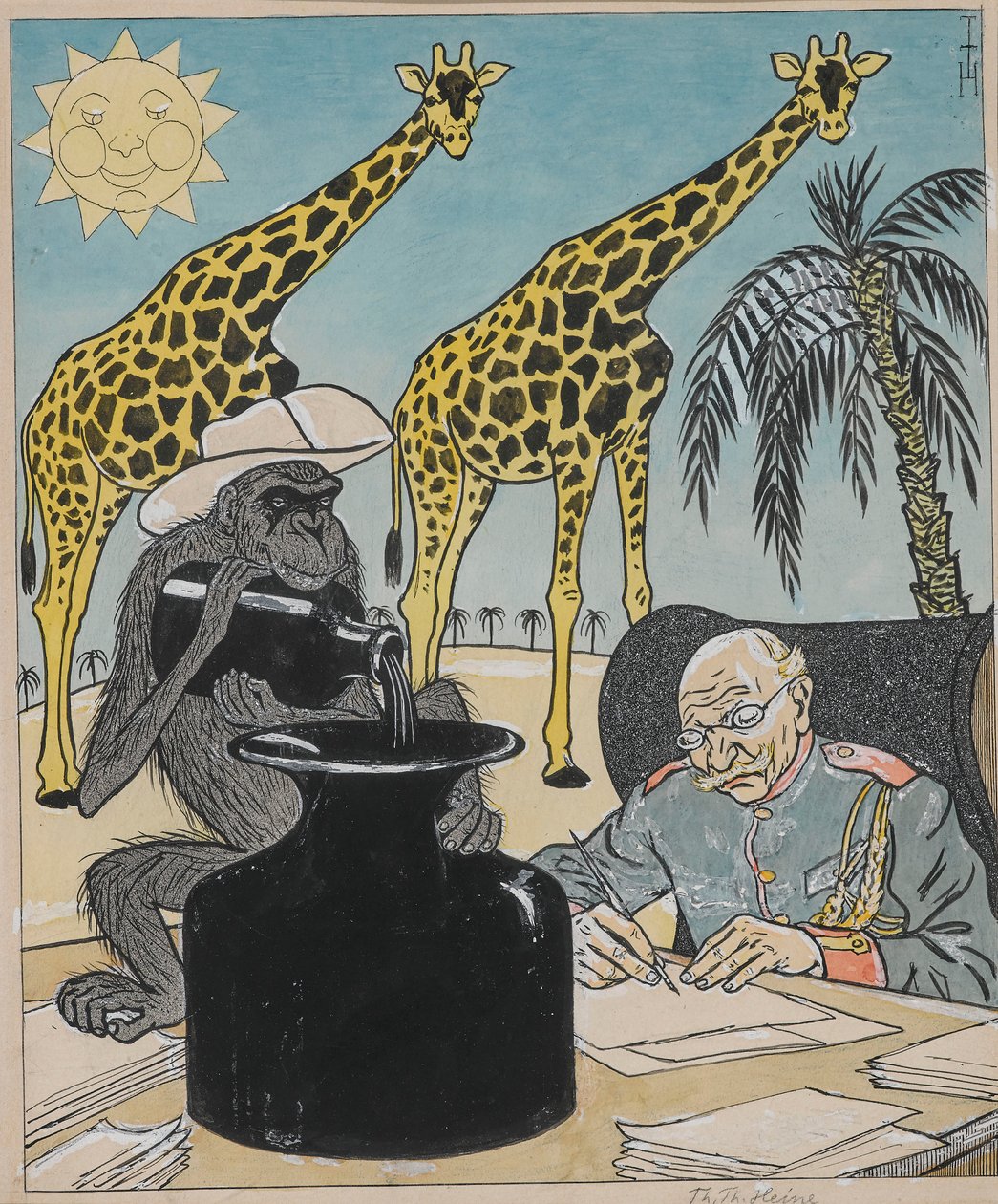 殖民地不能在德国政府的领导下繁荣发展，因为墨水干了......，1903年。 作者 托马斯·西奥多·海涅