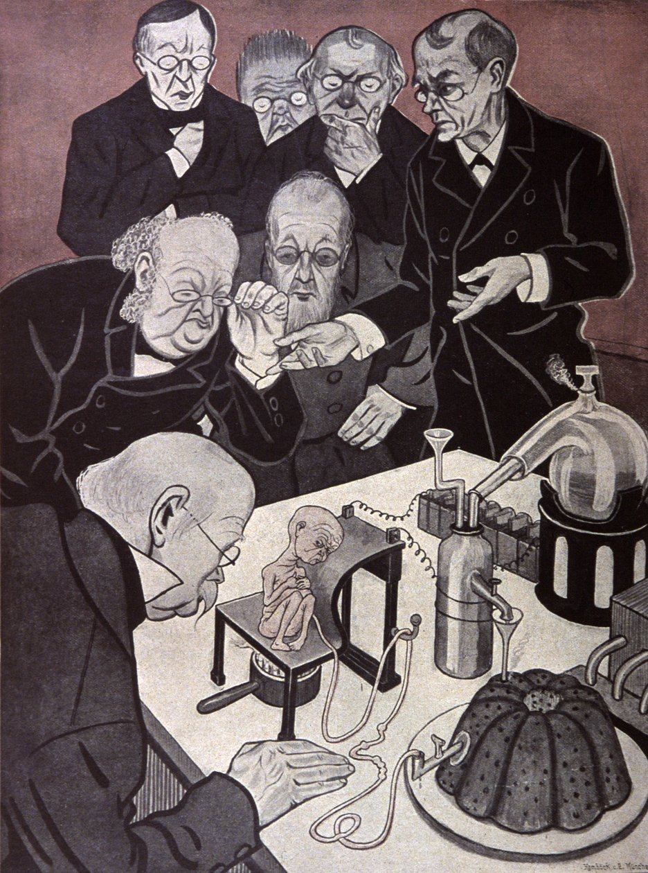 侏儒（微型但完整的人体）。 插图：Th.Th. 海涅：Simplicissimus，德国，c.1900（石版画） 作者 托马斯·西奥多·海涅
