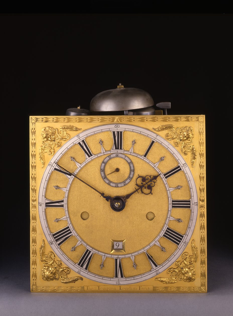 查尔斯二世（Charles II Roman）醒目的月形长时钟的细节，1675年 作者 托马斯·汤皮翁