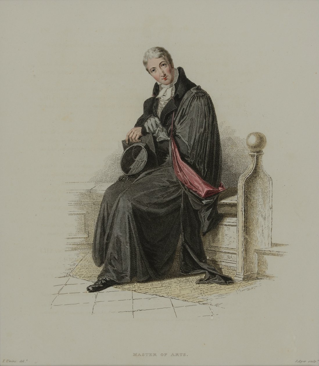 J. Agar雕刻的艺术硕士，1814年出版于R.Ackermann的“牛津历史”（手工彩色蚀刻） 作者 托马斯·尤文斯