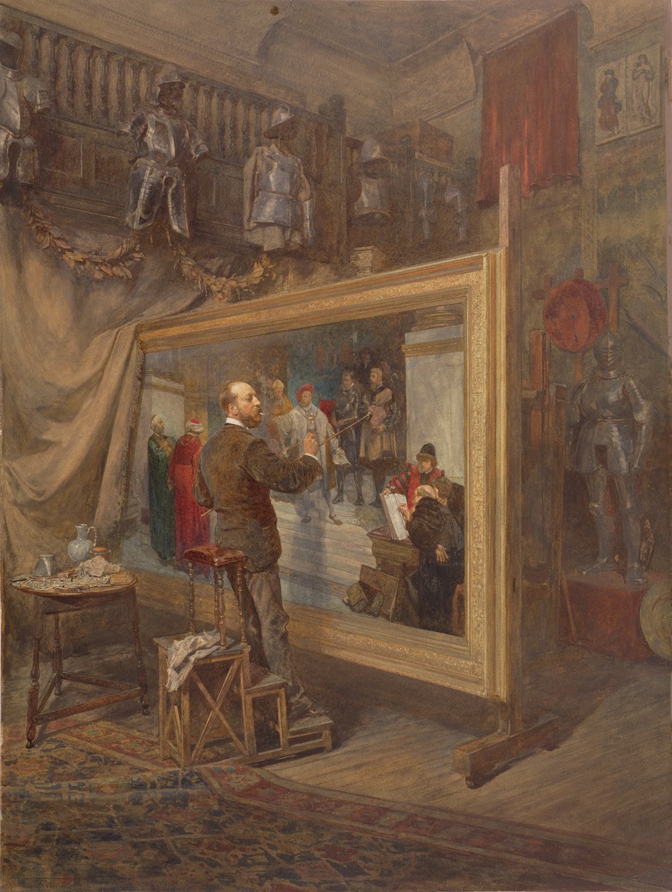 历史画家，一幅自画像（纸本水彩画） 作者 托马斯·沃尔特·威尔逊