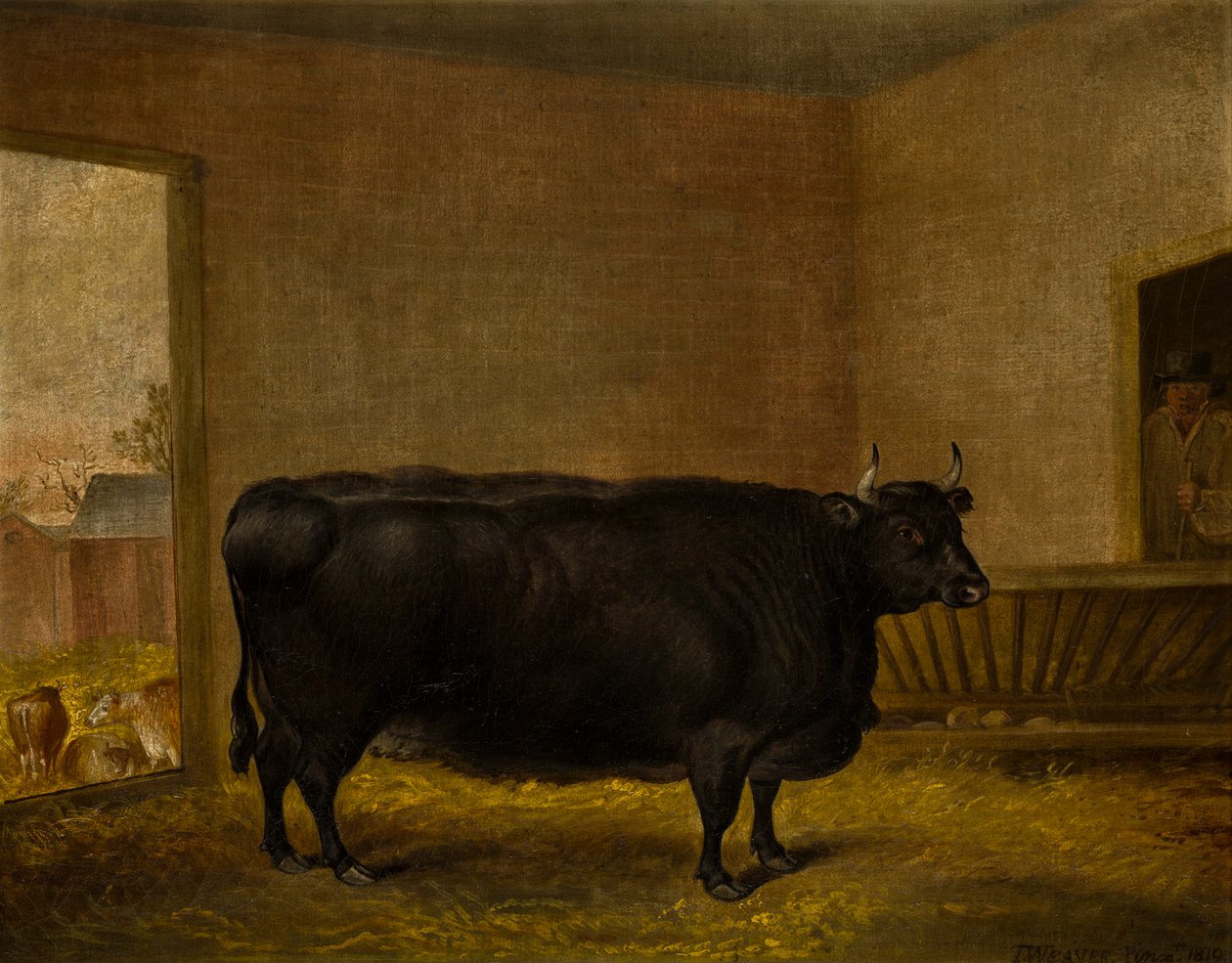 获奖公牛：一头肥肥的克里牛，c.1819（布面油画） 作者 托马斯·韦弗