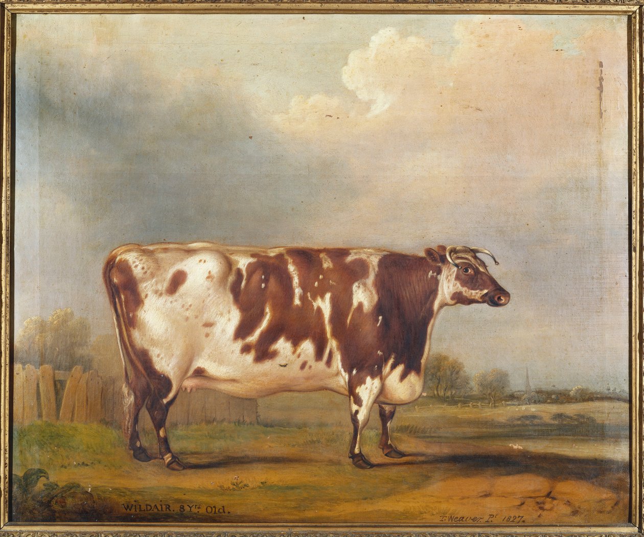 Wildair，八岁的小母牛在河边风景，1827年 作者 托马斯·韦弗