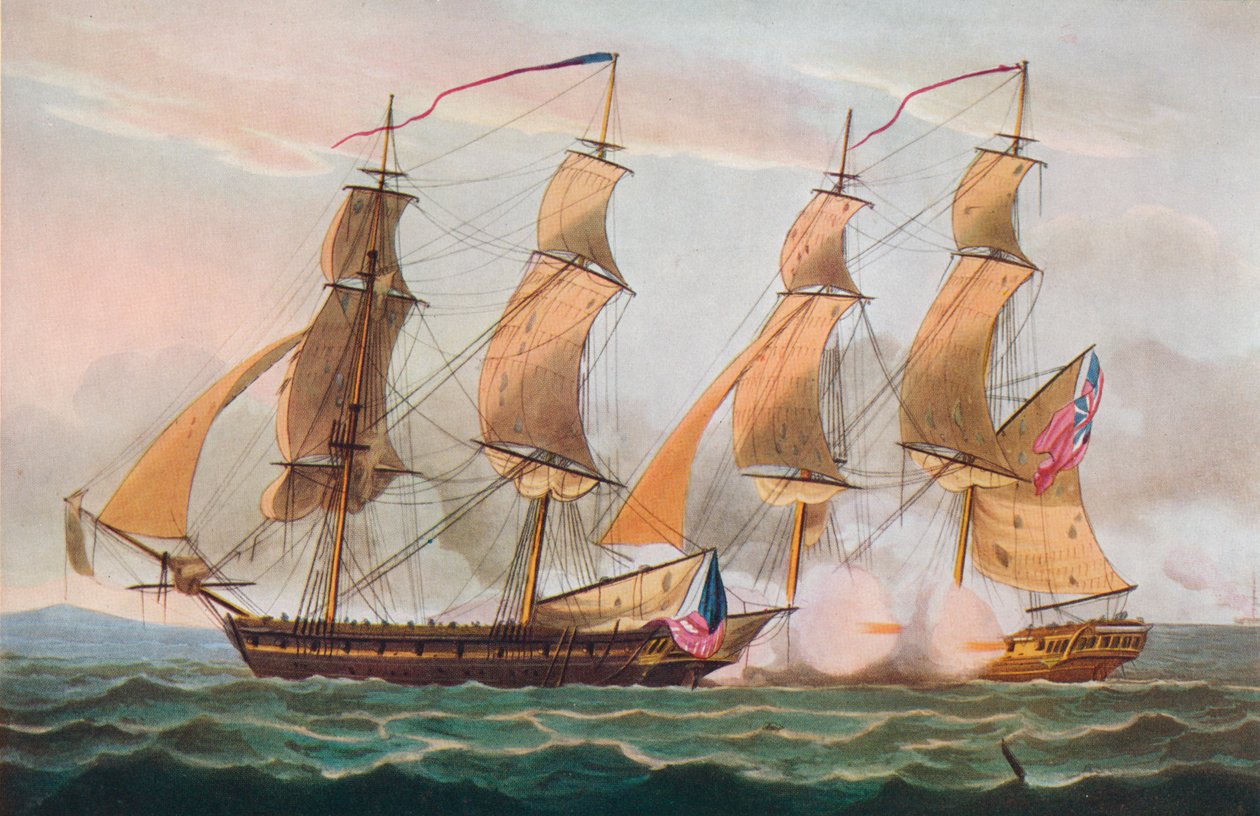 双桅船之间的决斗，c1817 作者 托马斯·惠特科姆