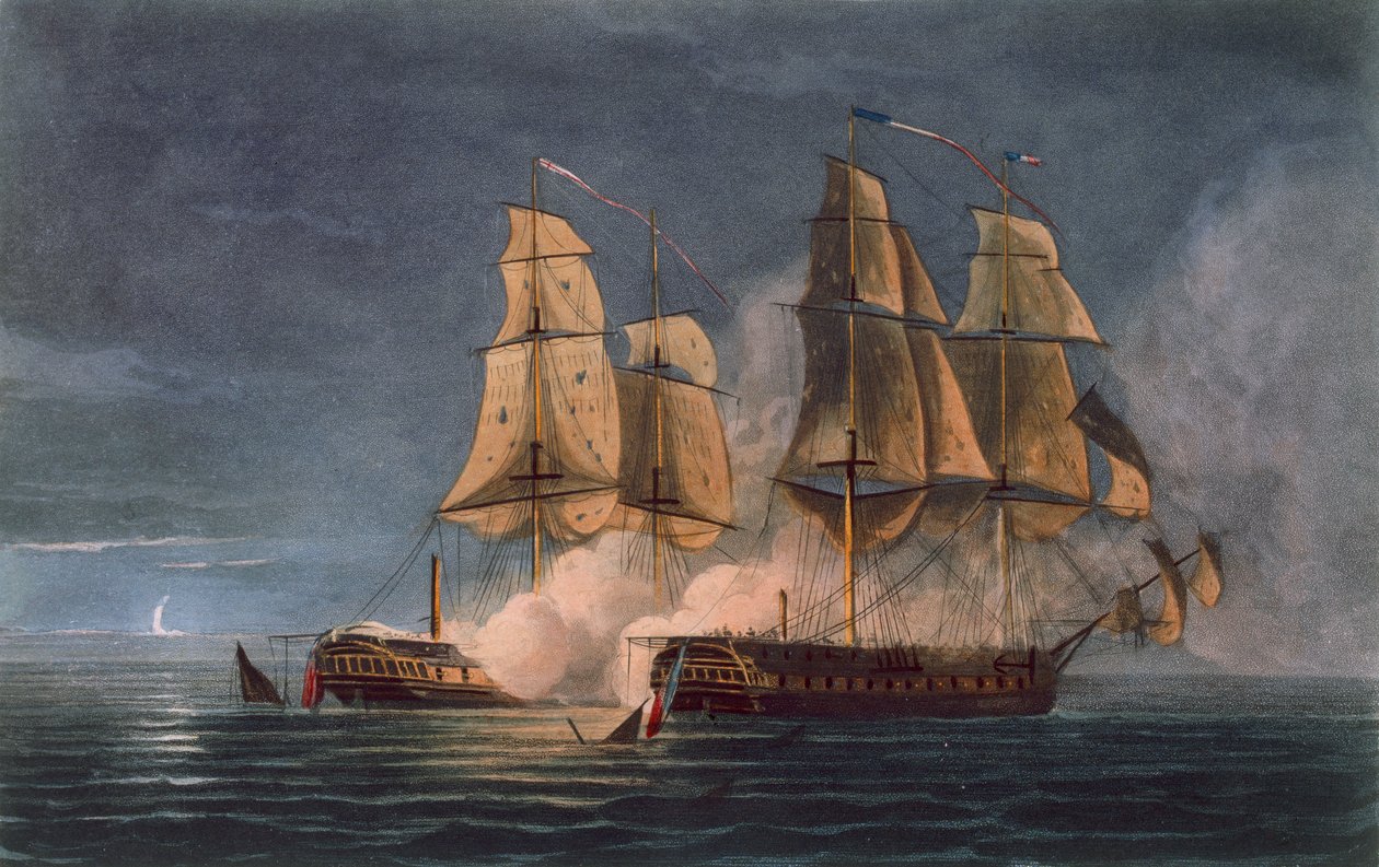 1808年11月10日，由HMS紫水晶拍摄Thetis，由T. Sutherland为J.Ralfe撰写的“英国海军年表”，1820年出版 作者 托马斯·惠特科姆