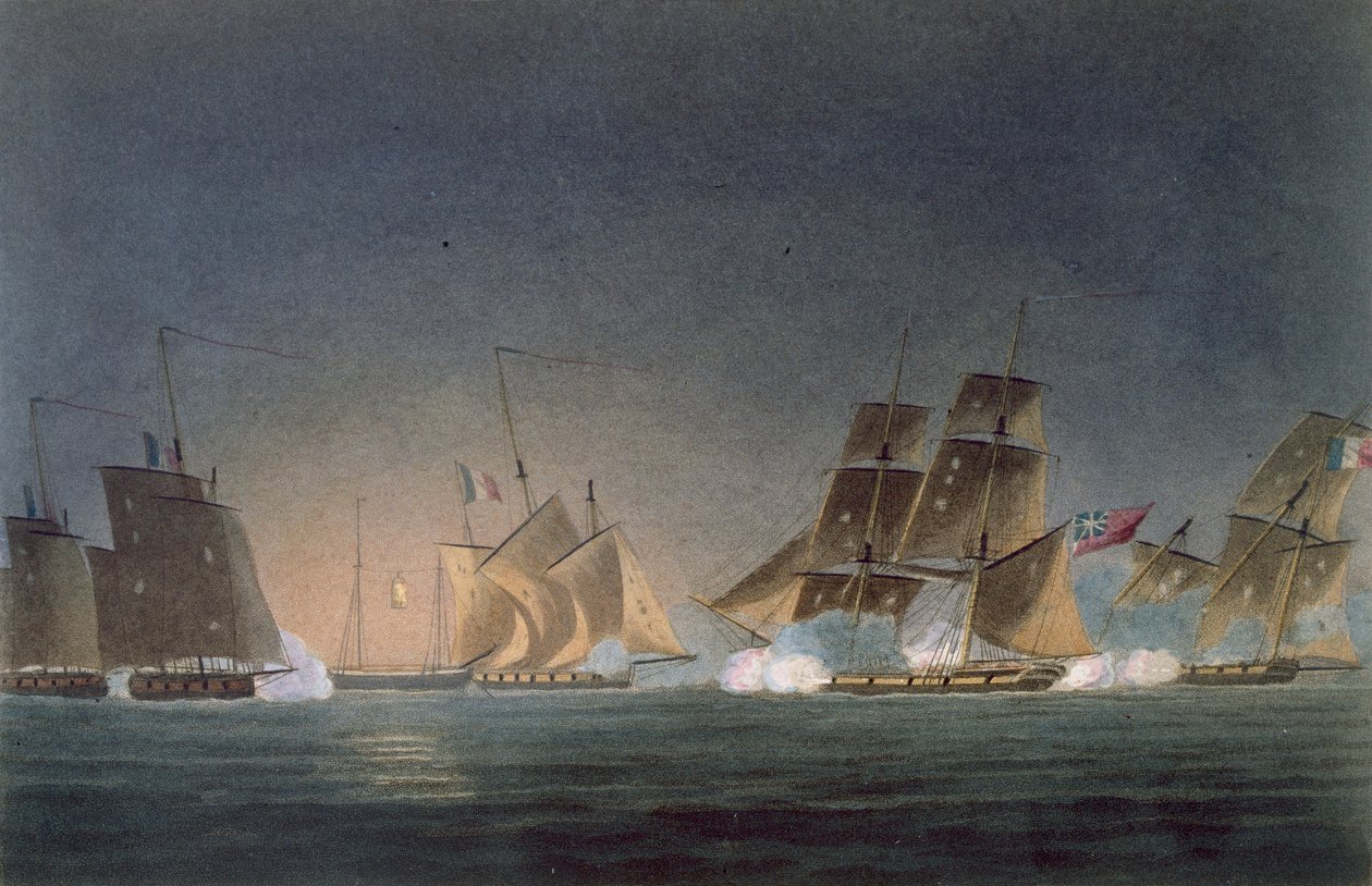 HMS Rinaldo与J. Bailey共同创作了四个法国私人，由J. Ralfe撰写的“英国海军年表”，1820年出版 作者 托马斯·惠特科姆