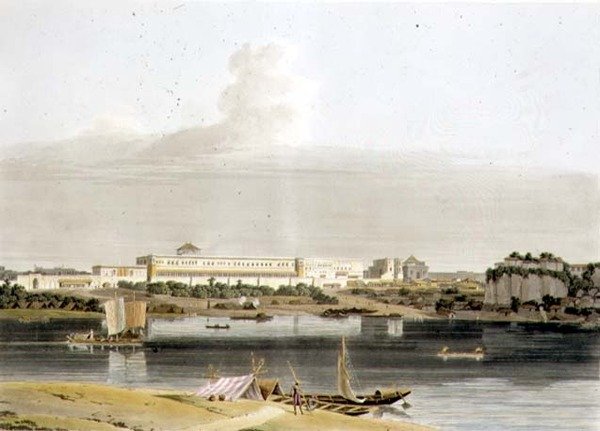 Lucnow的Nawaub Suja Dowla宫殿，板块XVI来自 "东方风景 "的第四部分，出版。1802年（水印）。 作者 托马斯和威廉丹尼尔