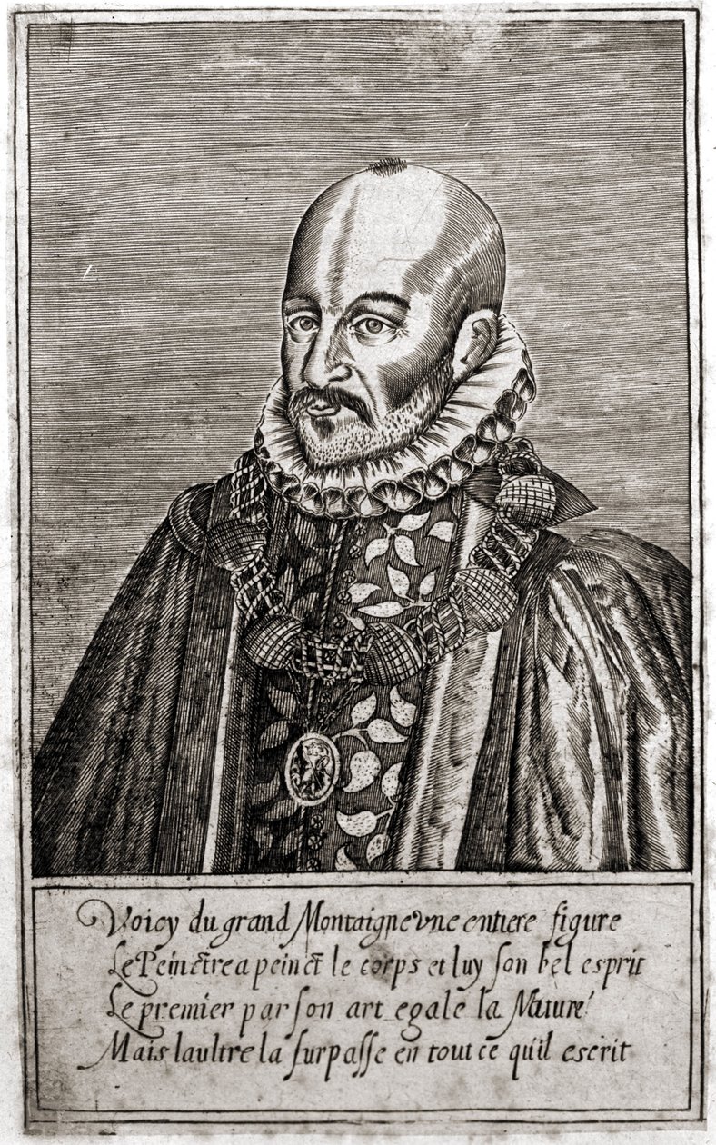 Portrait of Michel de Montaigne (1533-1592), French writer. Engraving by Thomas de Leu. (1560-1612). 作者 托马斯·德·勒伊