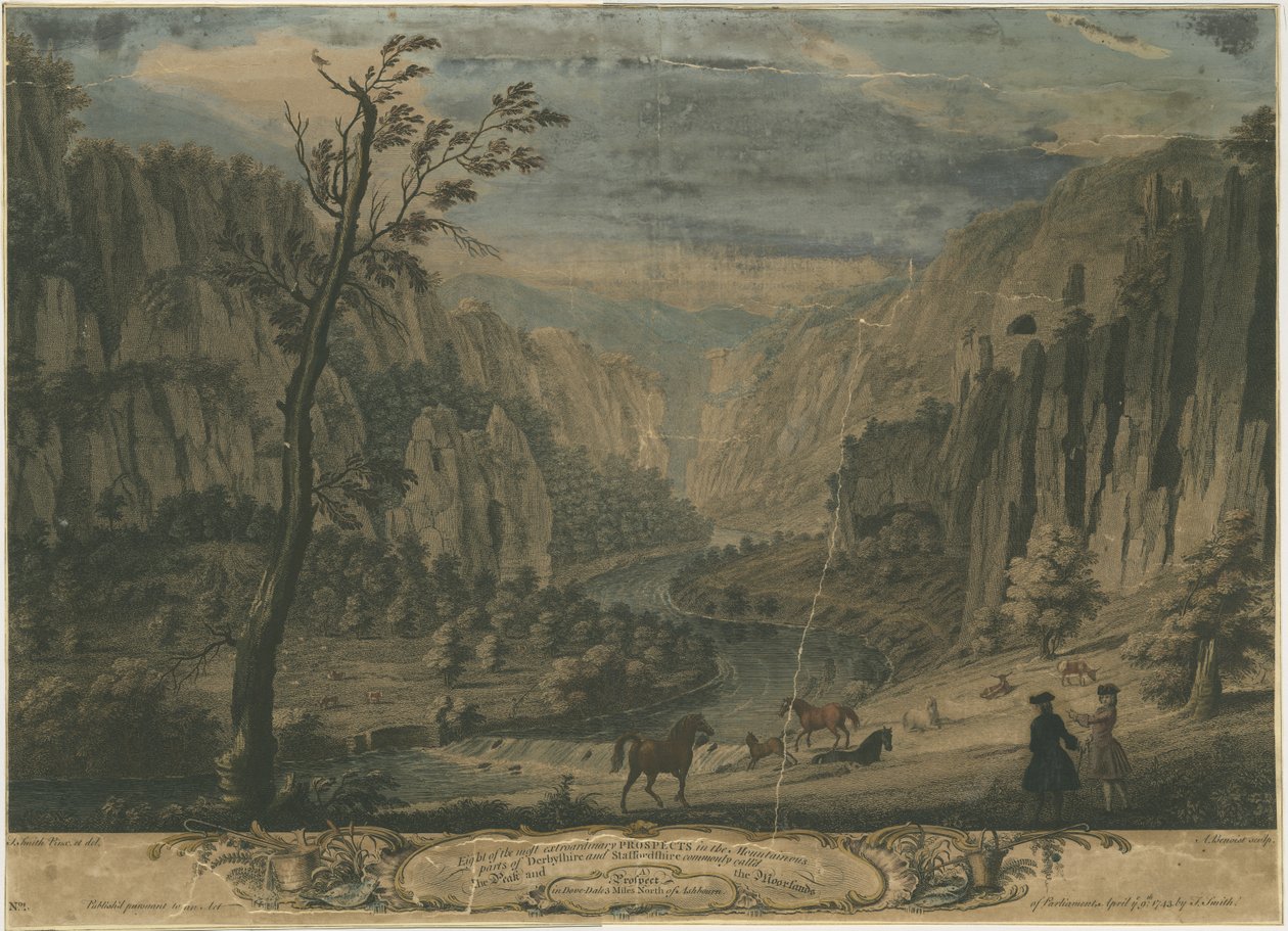 道夫代尔（Dovedale）-八种前景：版画和[？1743] 作者 德比·史密斯的托马斯