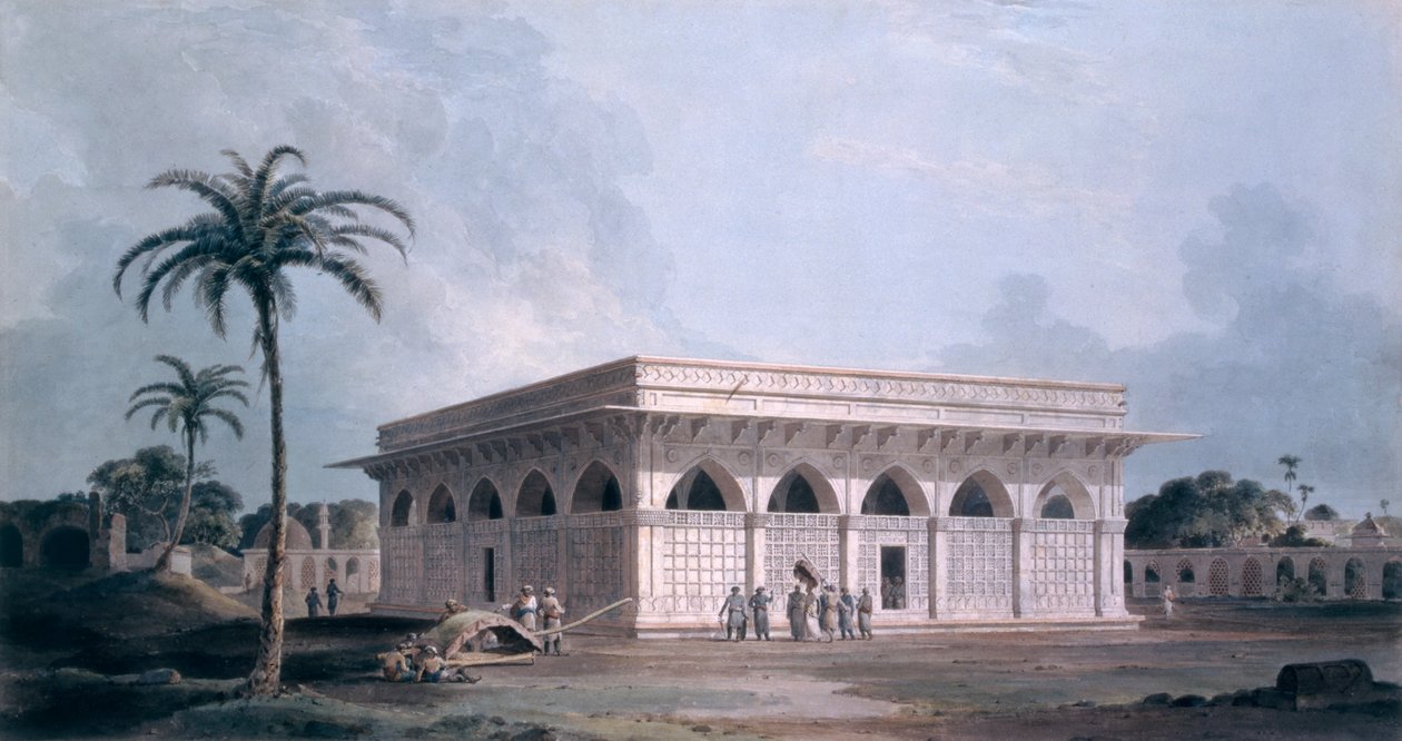 Chaunsath Khamba，Nizamuddin，新德里（彩色aquatint） 作者 托马斯和威廉丹尼尔