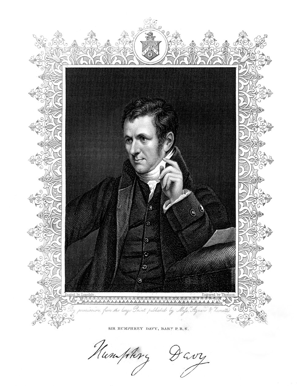 康沃尔化学家和物理学家汉弗莱·戴维爵士（Sir Humphry Davy），十九世纪。 作者 汤姆森