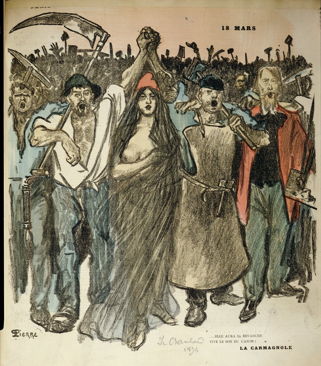 “La Carmagnole”，法国大革命的爱国歌曲，来自1894年的“Le Chambard Socialiste” 作者 西奥菲勒·亚历山大·斯坦伦