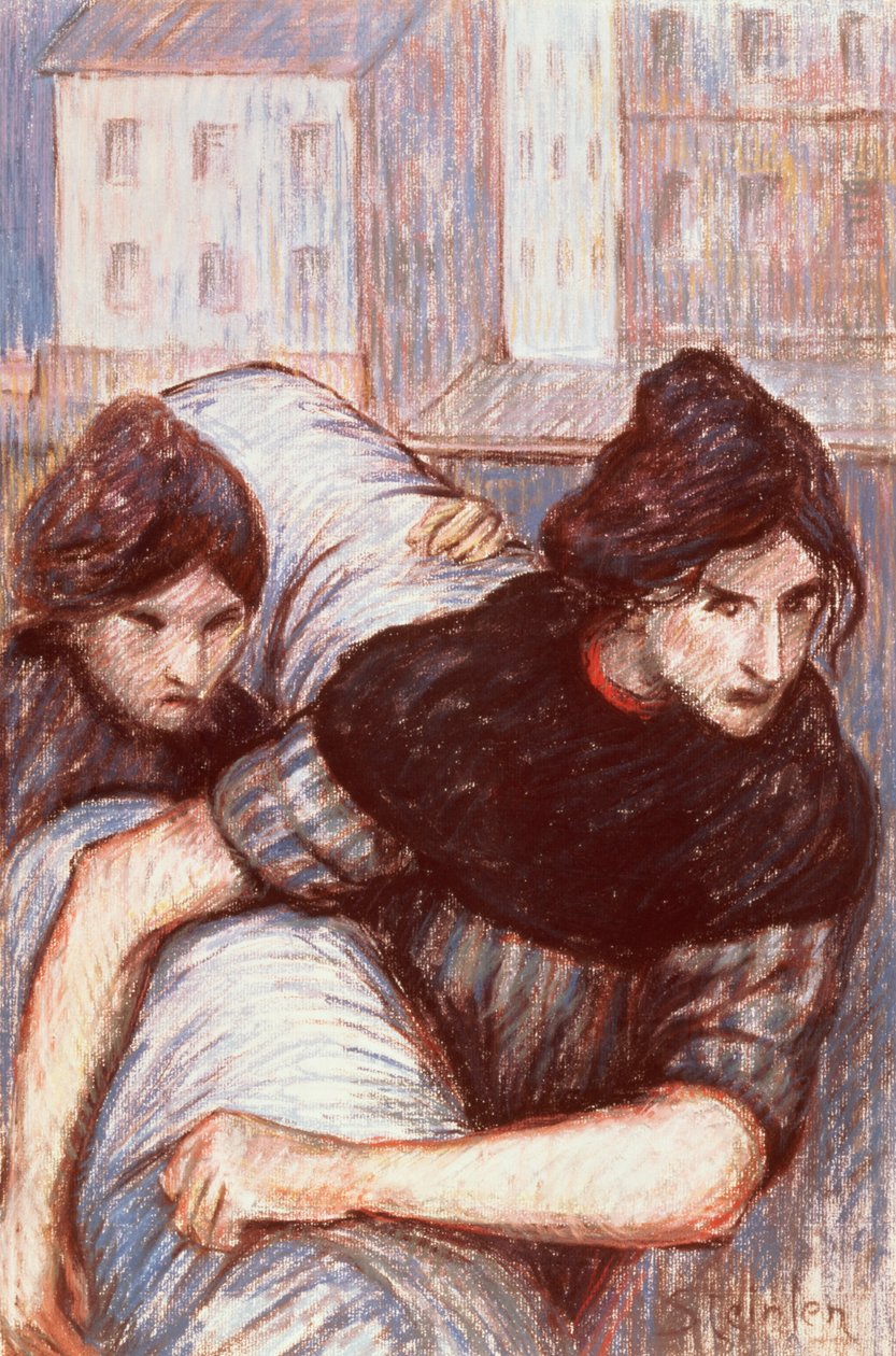 洗衣店，1898年（画布上的粉彩） 作者 西奥菲勒·亚历山大·斯坦伦