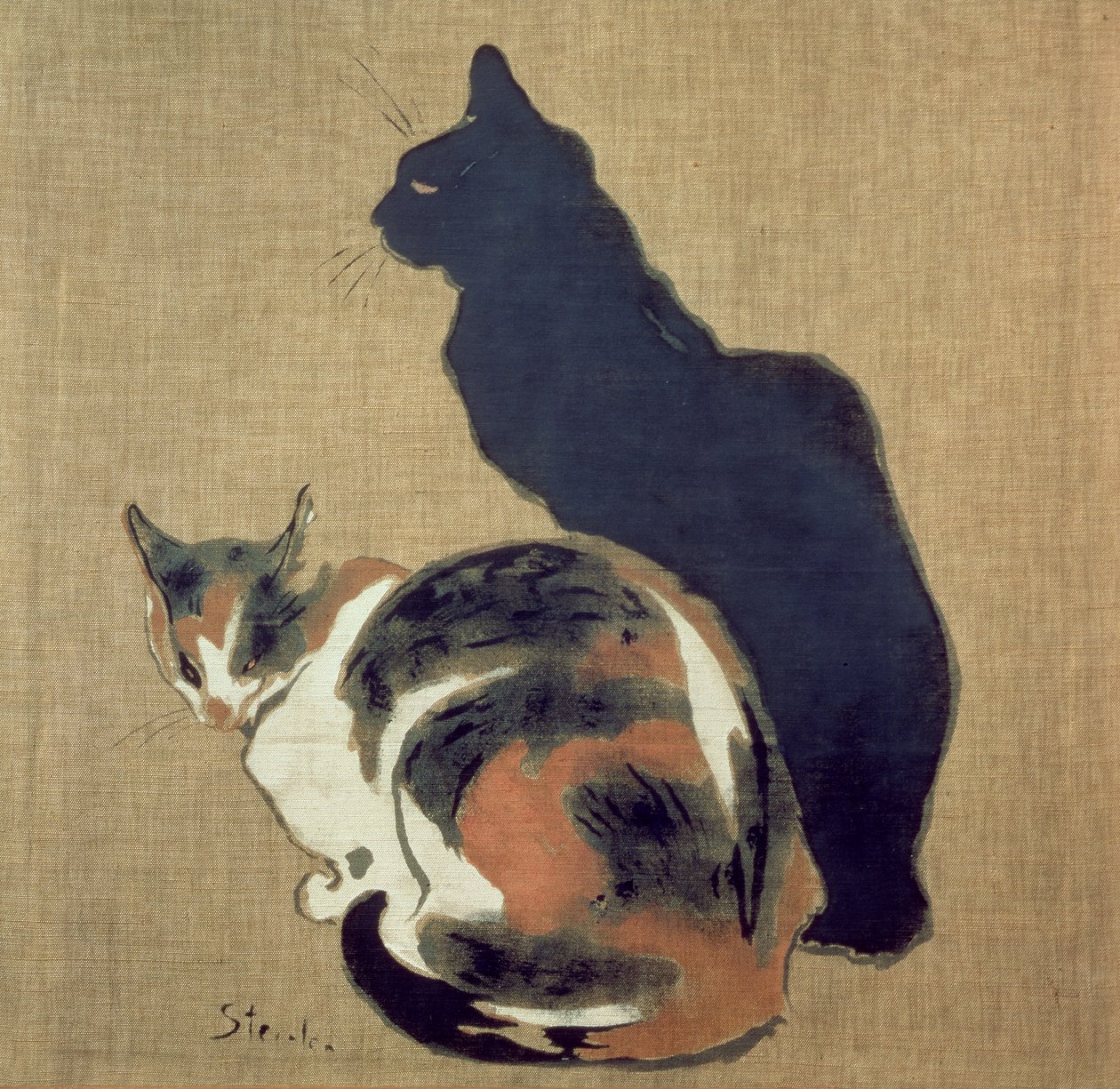 两只猫，1894年 作者 西奥菲勒·亚历山大·斯坦伦
