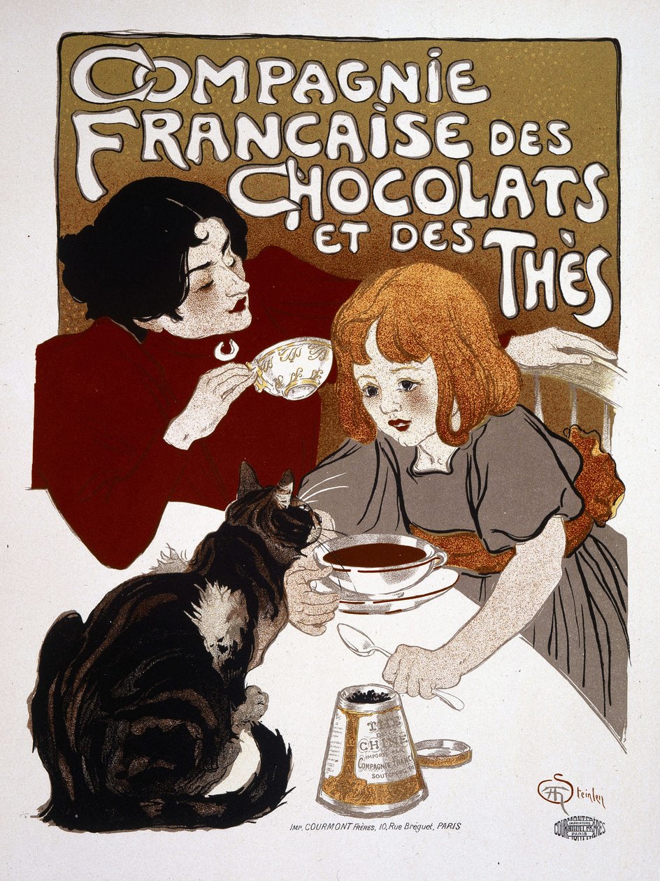 Advertising for the “Compagnie francaise des chocolats et des teas”, by Steinlen, deb. 20th century 作者 西奥菲勒·亚历山大·斯坦伦