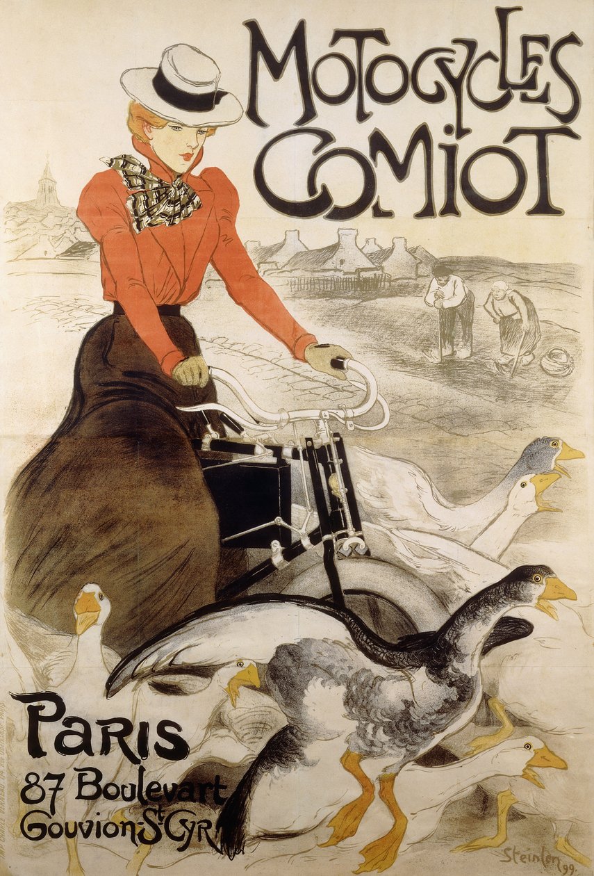 1899年的“摩托车战车”广告海报 作者 西奥菲勒·亚历山大·斯坦伦