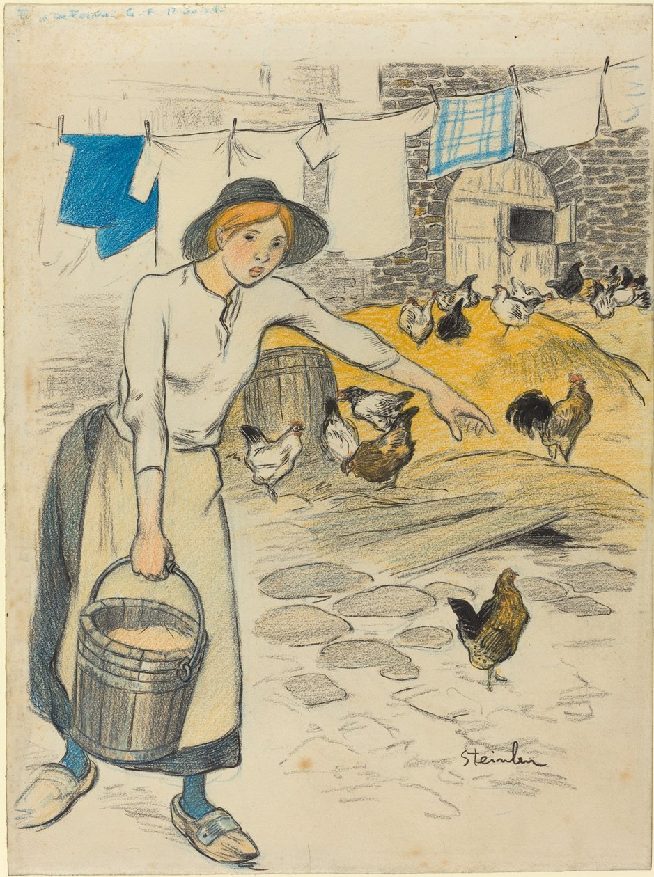 农场女孩，1896年。 作者 西奥菲勒·亚历山大·斯坦伦