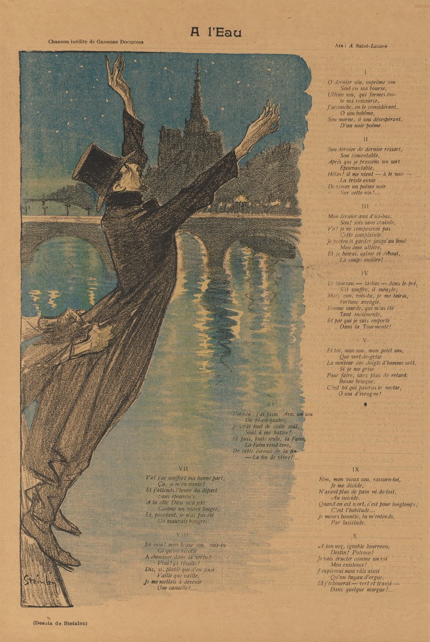 Gil Blas Illustré：在水边 A lEau, 1896. 作者 西奥菲勒·亚历山大·斯坦伦